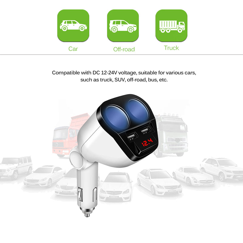 Dual USB Car Cigarette Lighter Charger