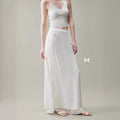 Women's High-Waisted Faux Two-Piece Flowy Skirt