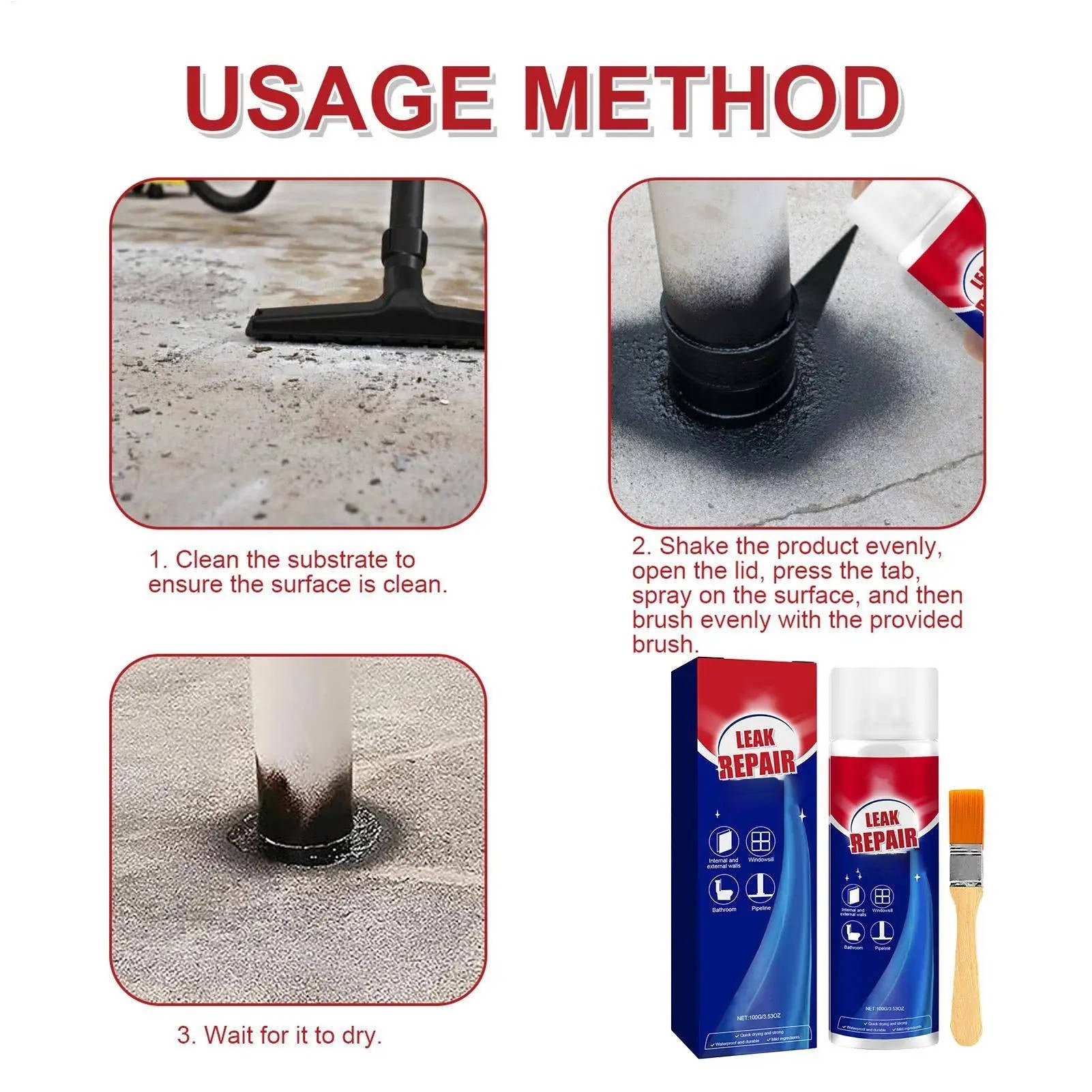 2 Set Leak Repair Waterproof Sealant Spray All