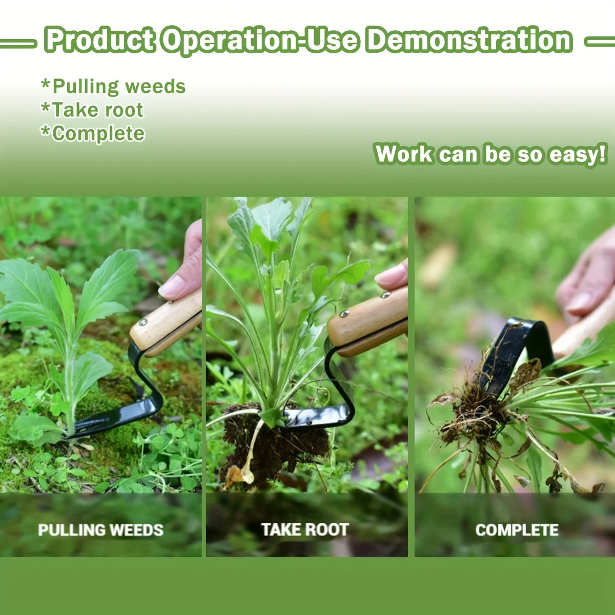 Stainless Steel Weed Puller Tool with Wooden