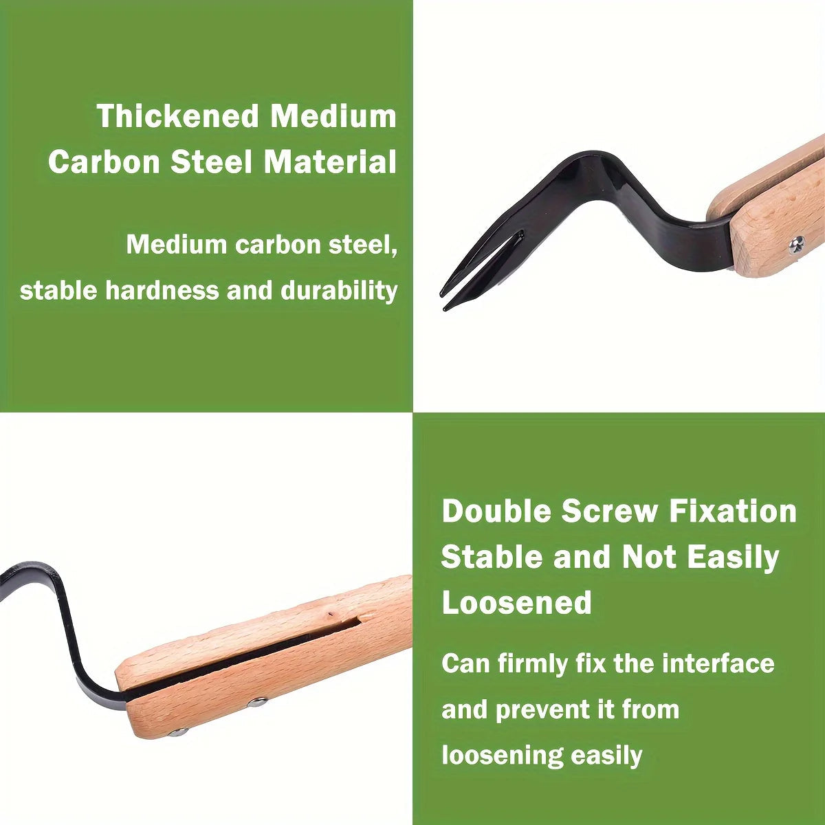 Stainless Steel Weed Puller Tool with Wooden