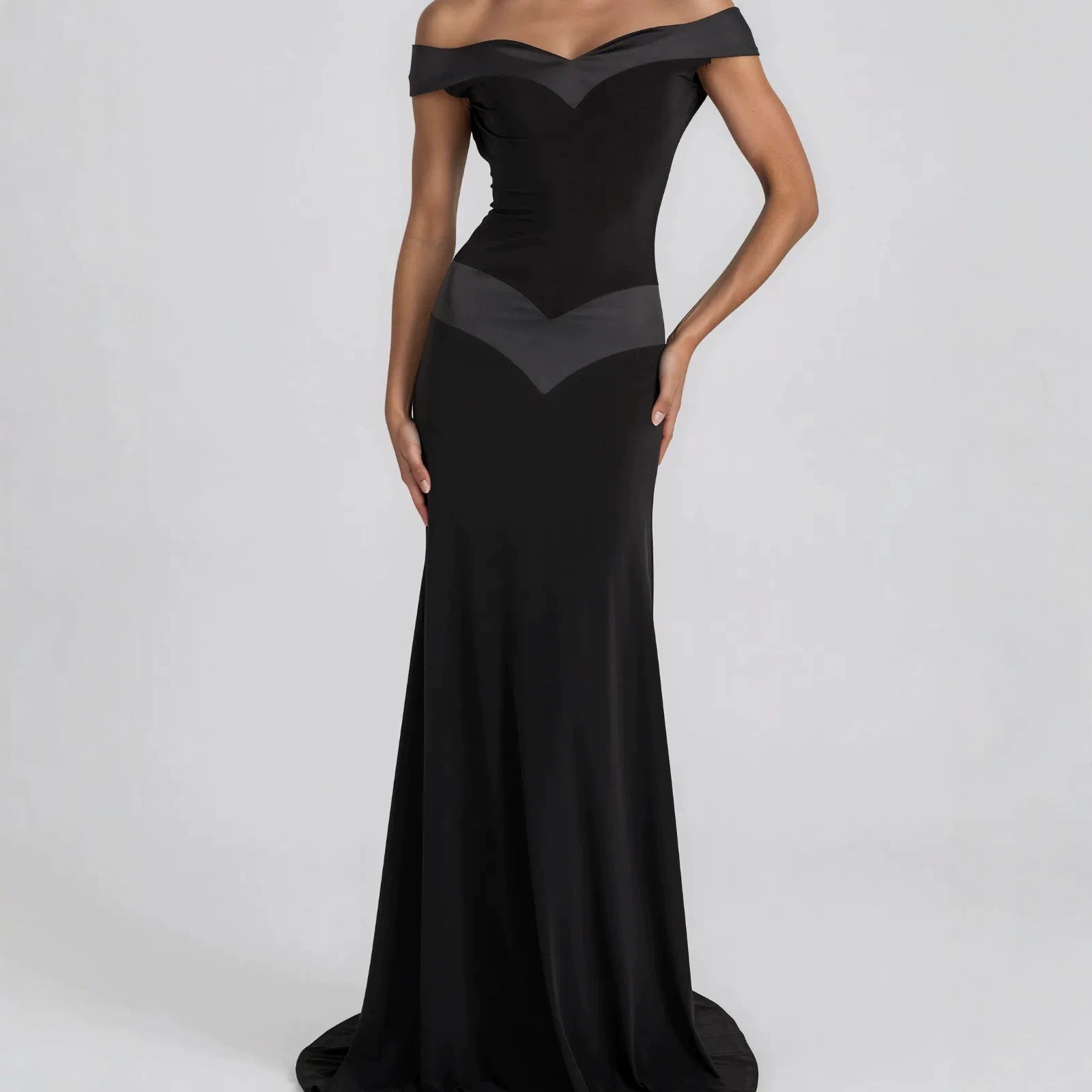 One-Shoulder V-Neck Mermaid Dress - Occasion Wear