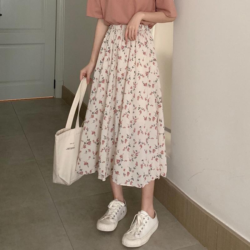 A-Line Floral Skirt - Ethereal Fairy Forest-Inspired Style