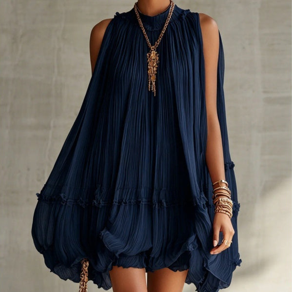Loose Flared Pleated Midi Skirt - Figure-Flattering Fit