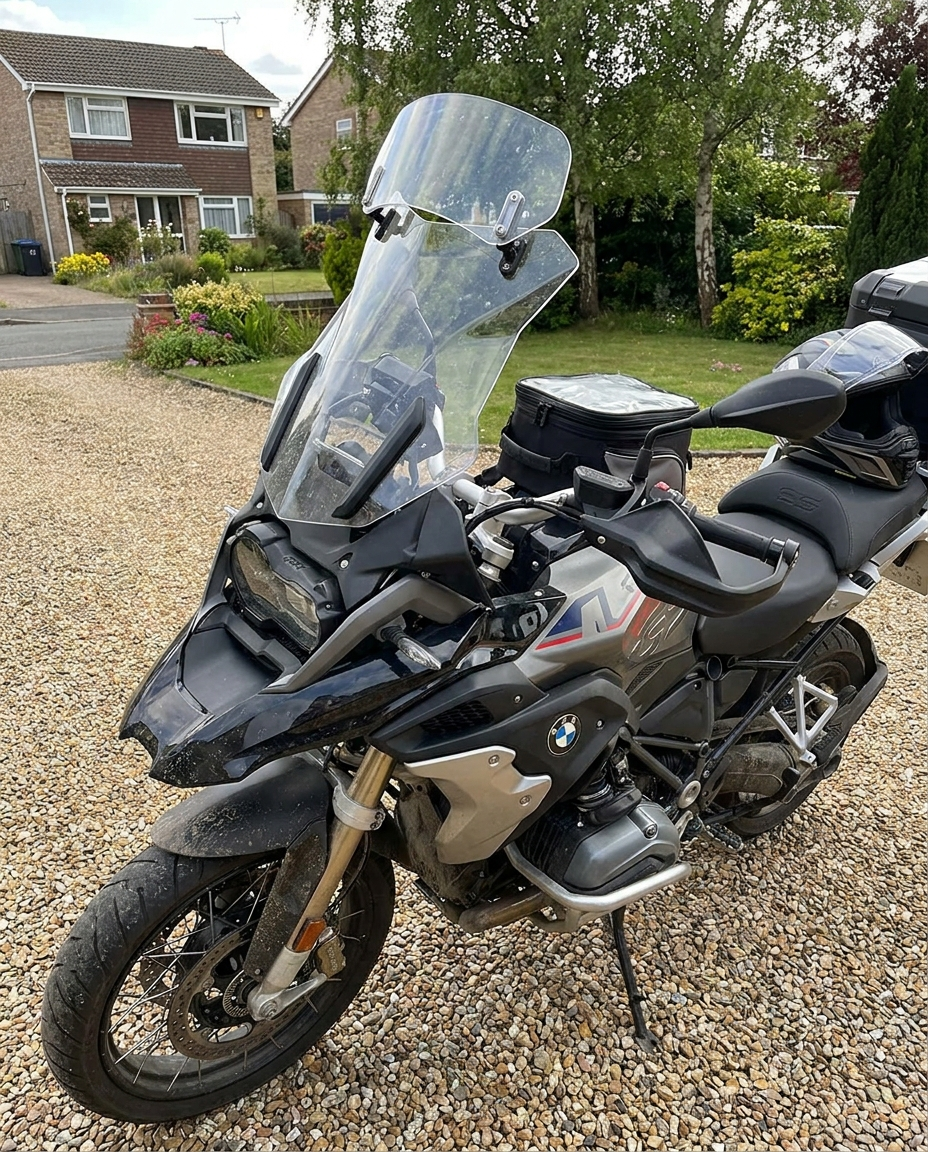 Motorcycle Windshield Extension in use on a motorcycle