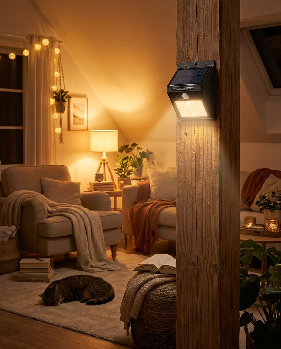 Motion Sensor Solar Light in a cozy living room