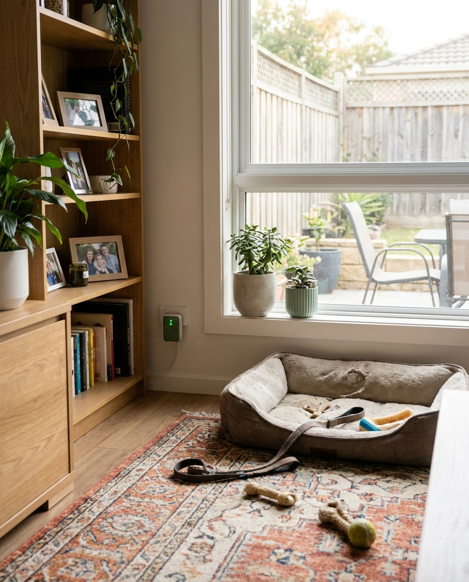 Ultrasonic Anti-Bark Device in a home living room