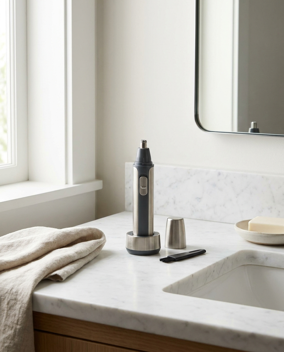 Nose Hair Trimmer on a bathroom counter