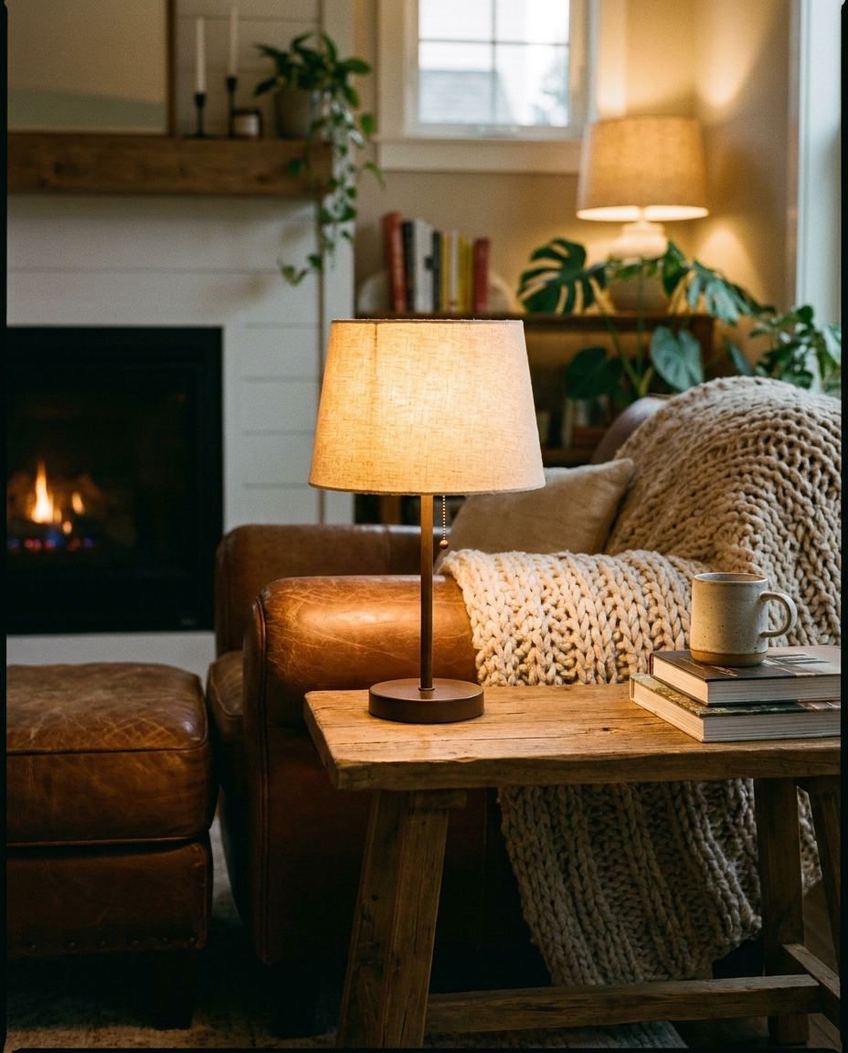 Wireless Table Lamp in a cozy living room