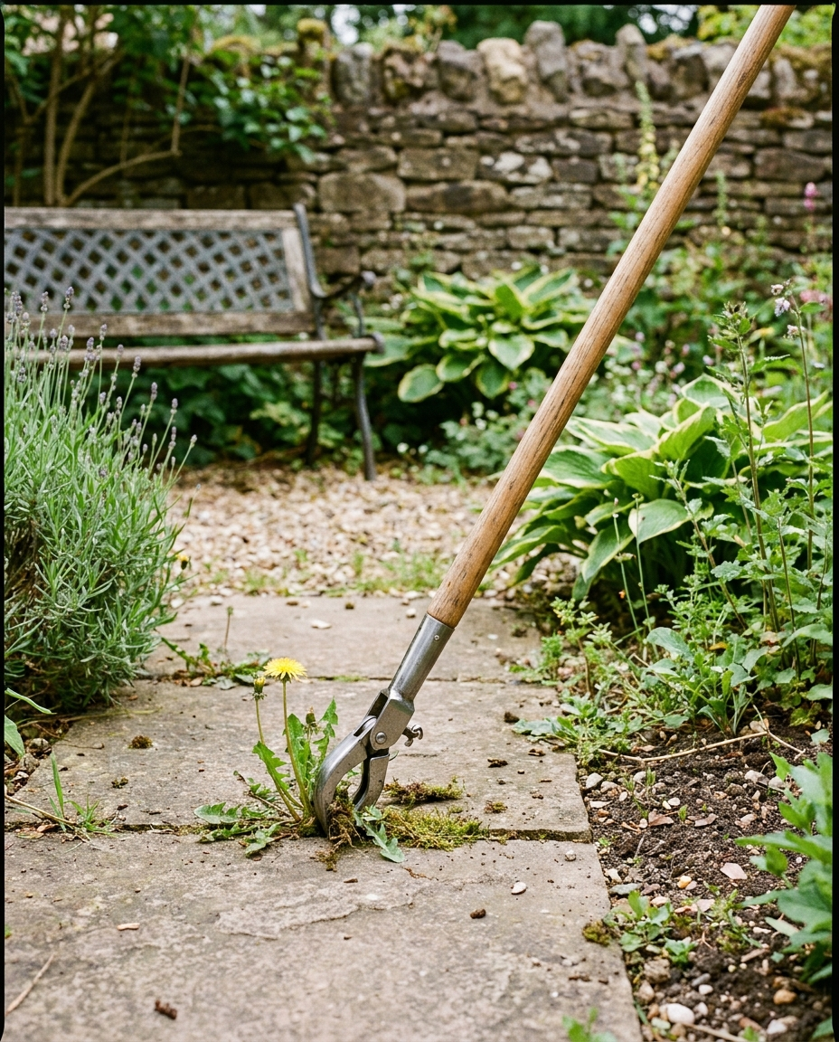 Weed Puller Tool used in a garden
