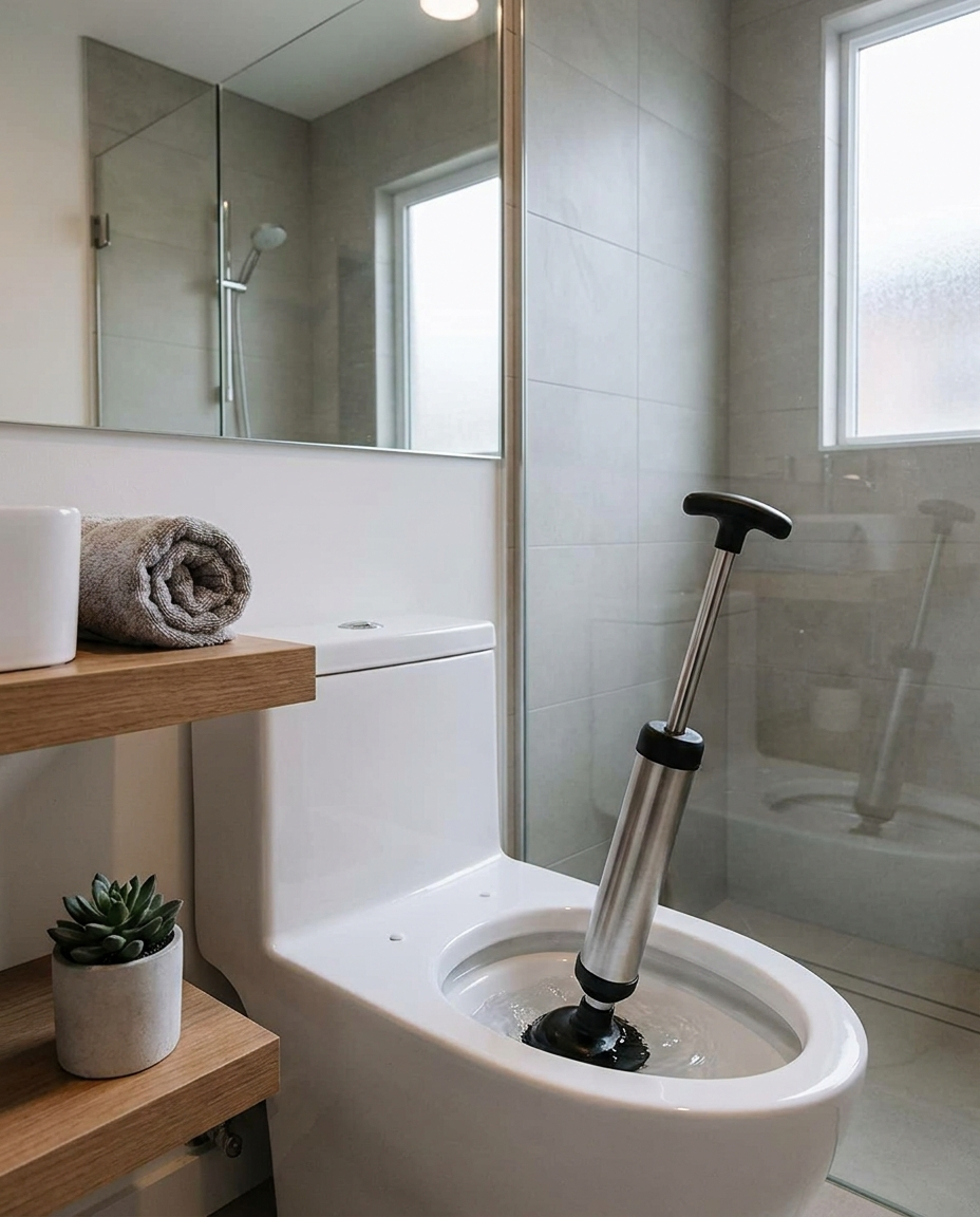 High-Pressure Toilet Plunger in a modern bathroom