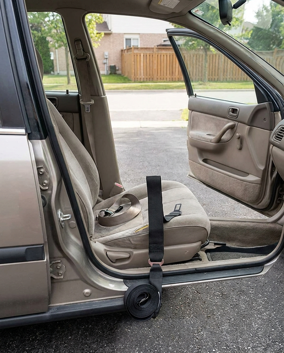 Safety Belt Extender used in a parked car