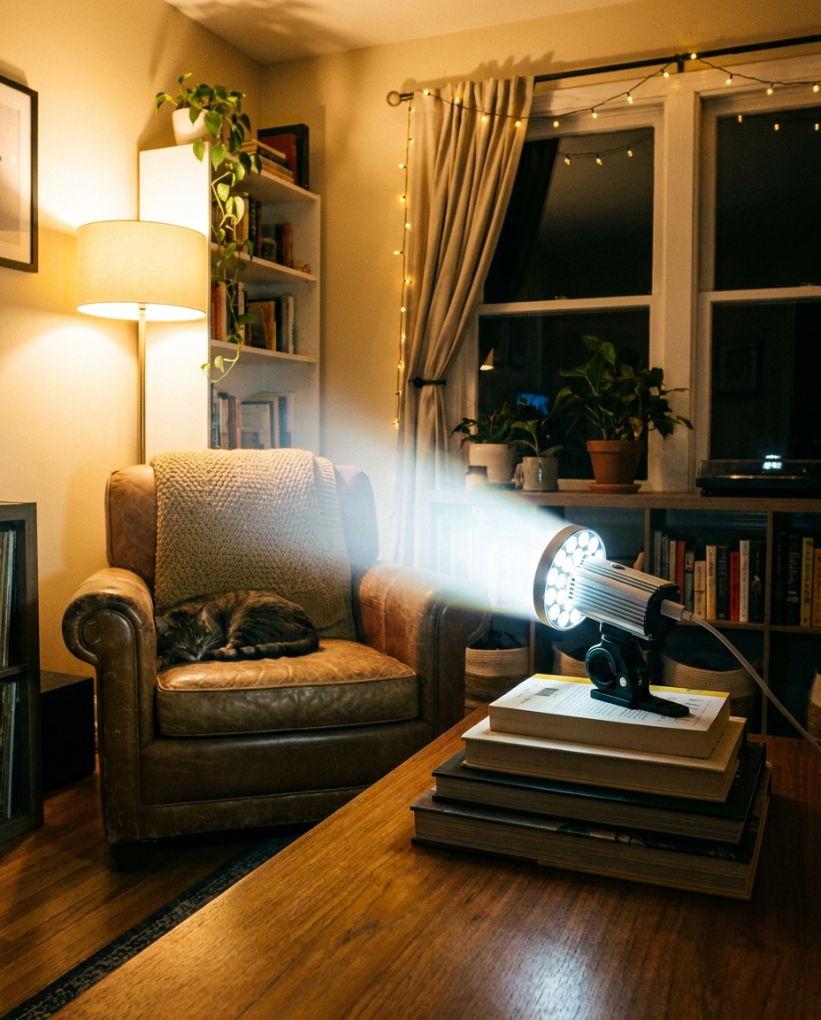 Bike light in use in a living room