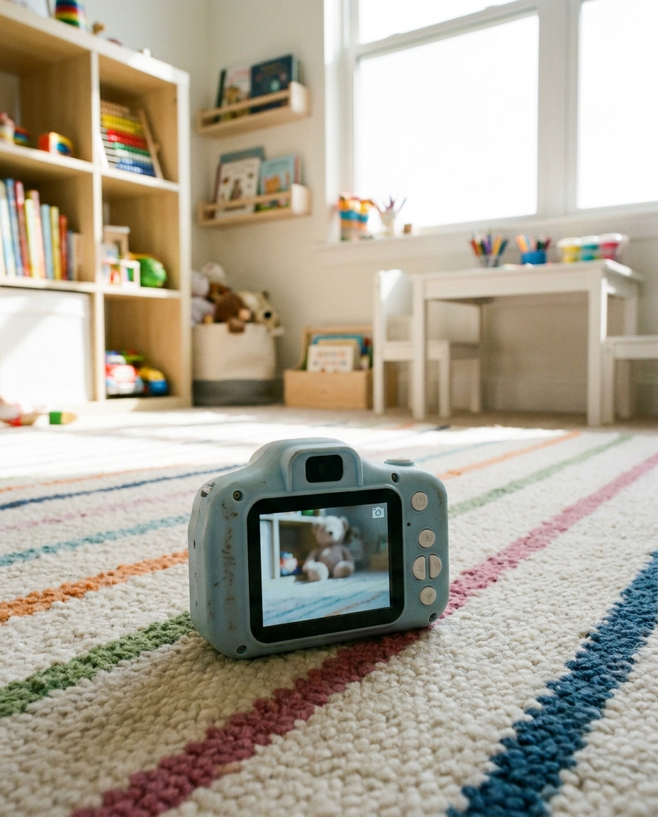 Kids digital camera in a playroom