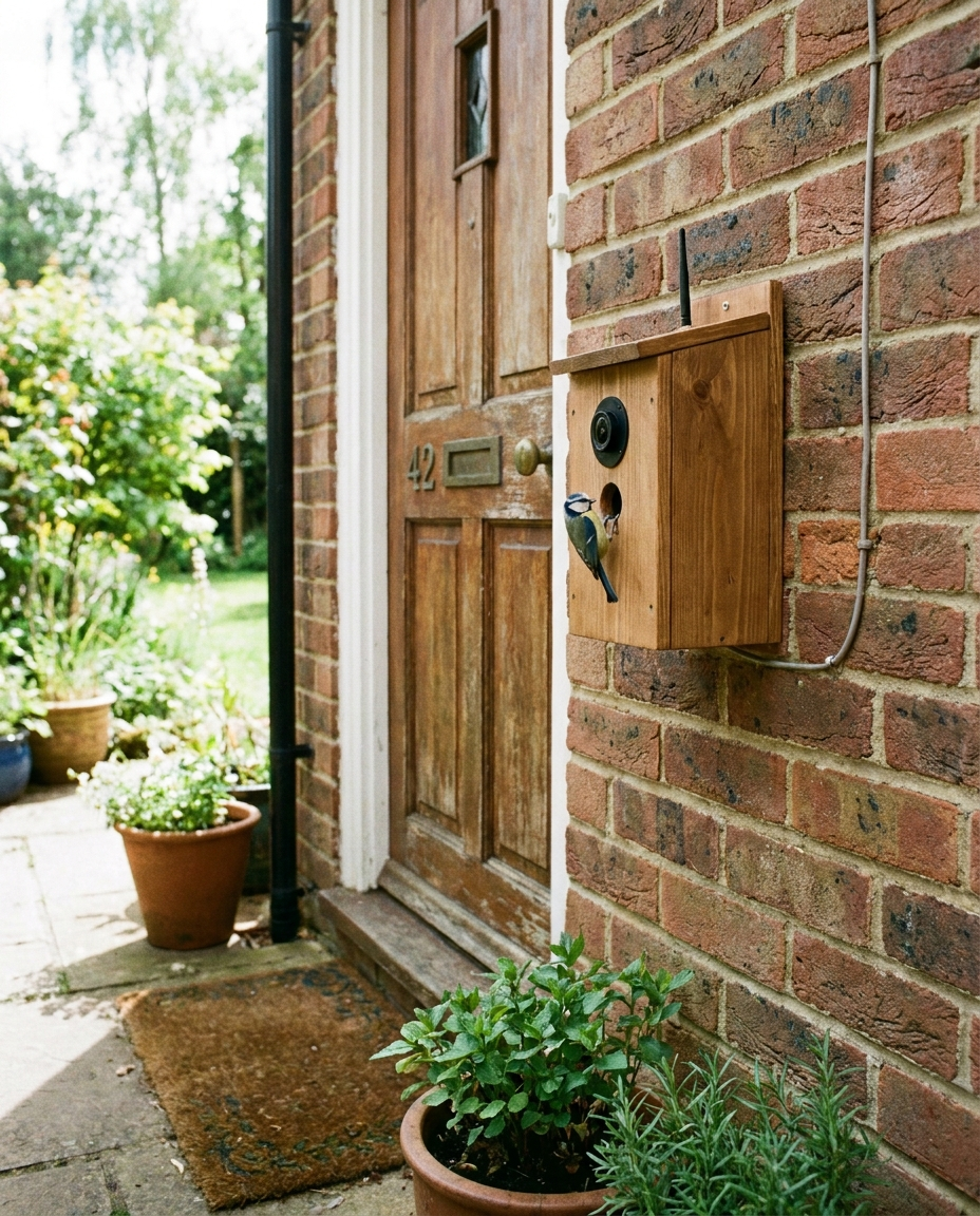 WiFi Bird Nest Camera installed at a home entryway