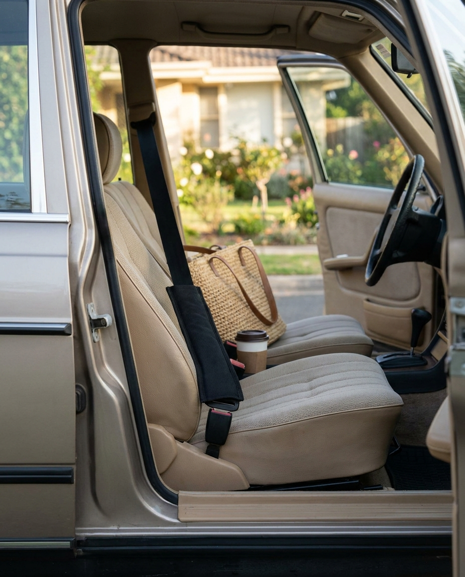 Seat belt extender used in a parked car