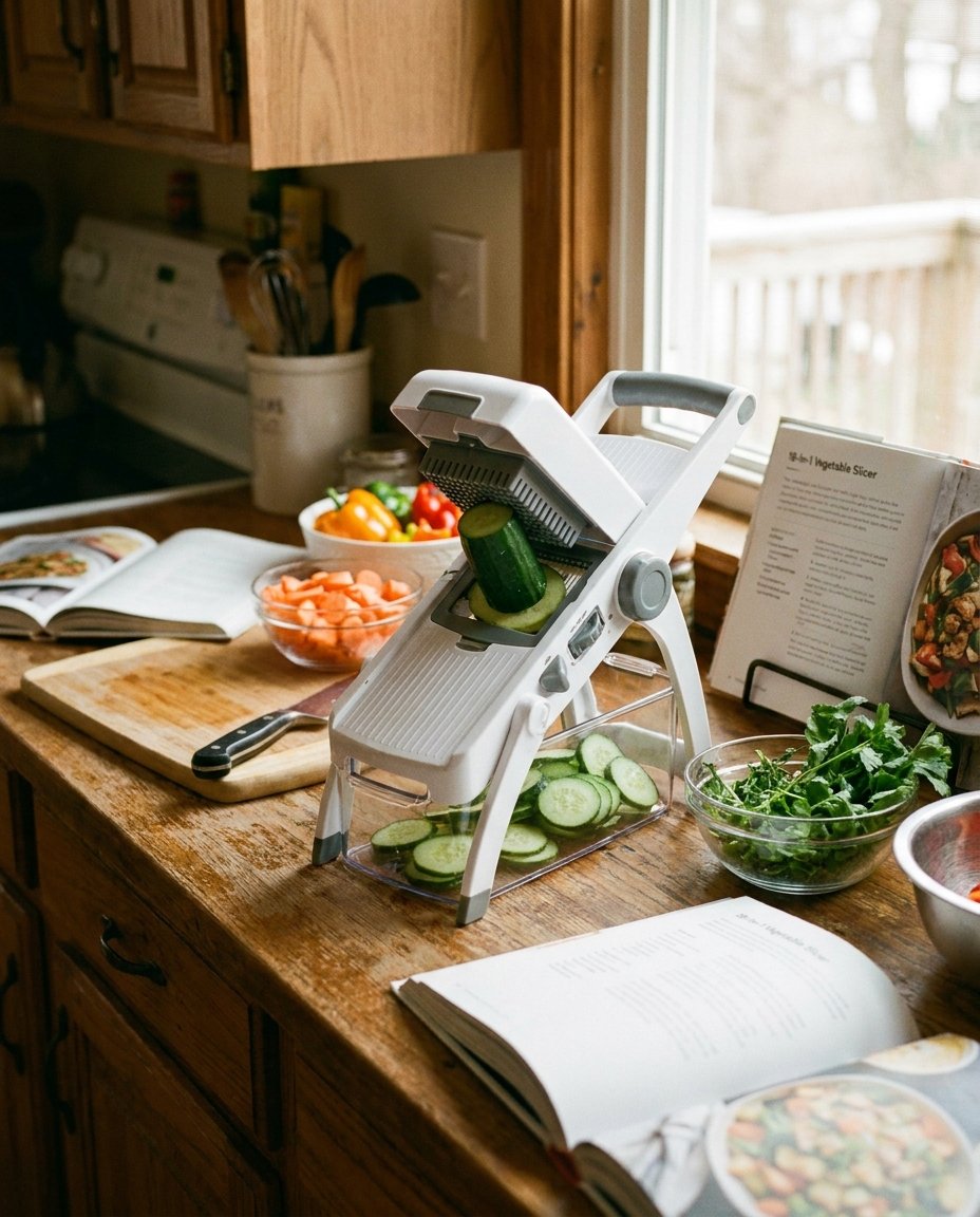 Vegetable slicer on a kitchen counter
