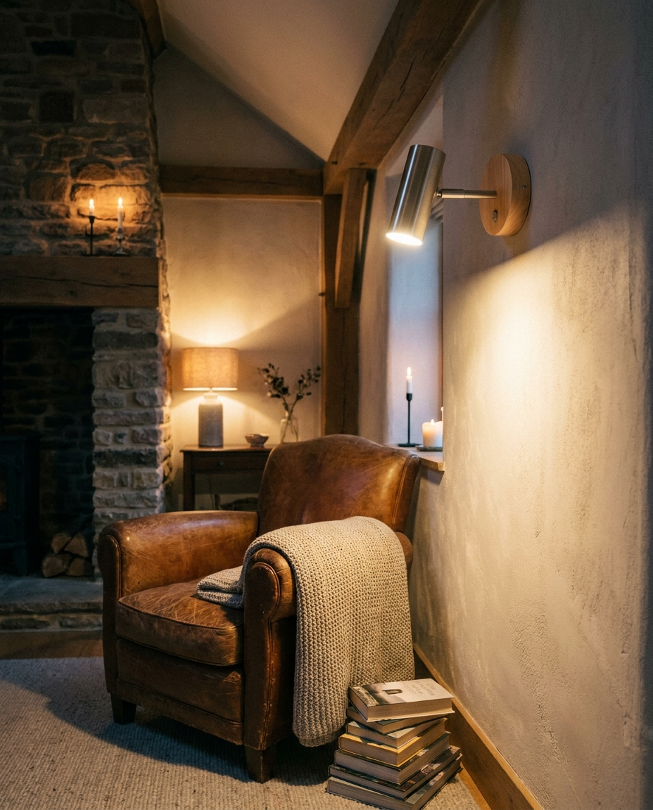 Rechargeable wall light in a living room