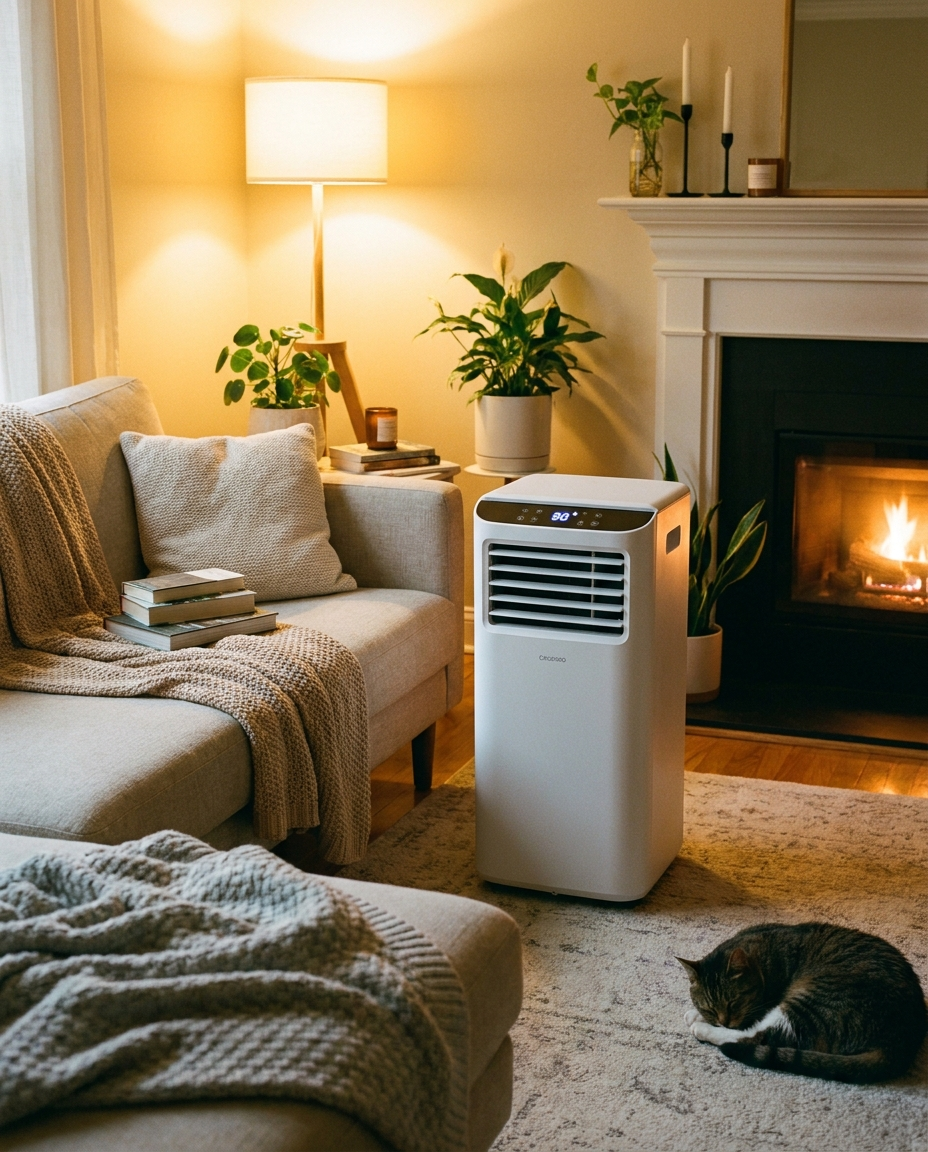 Portable air cooler in a living space