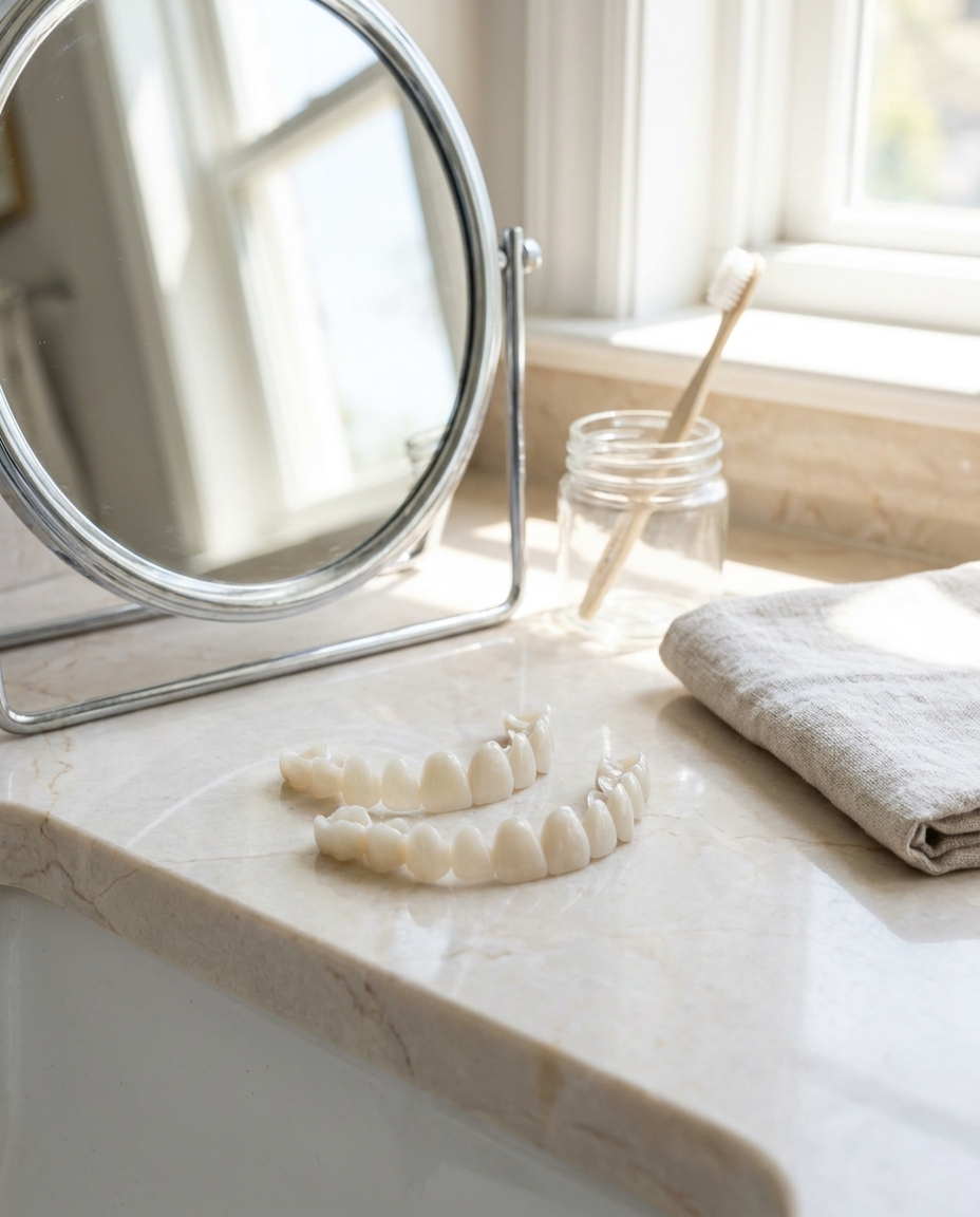 Veneers for Teeth with Natural White Finish, product-only bathroom counter styling