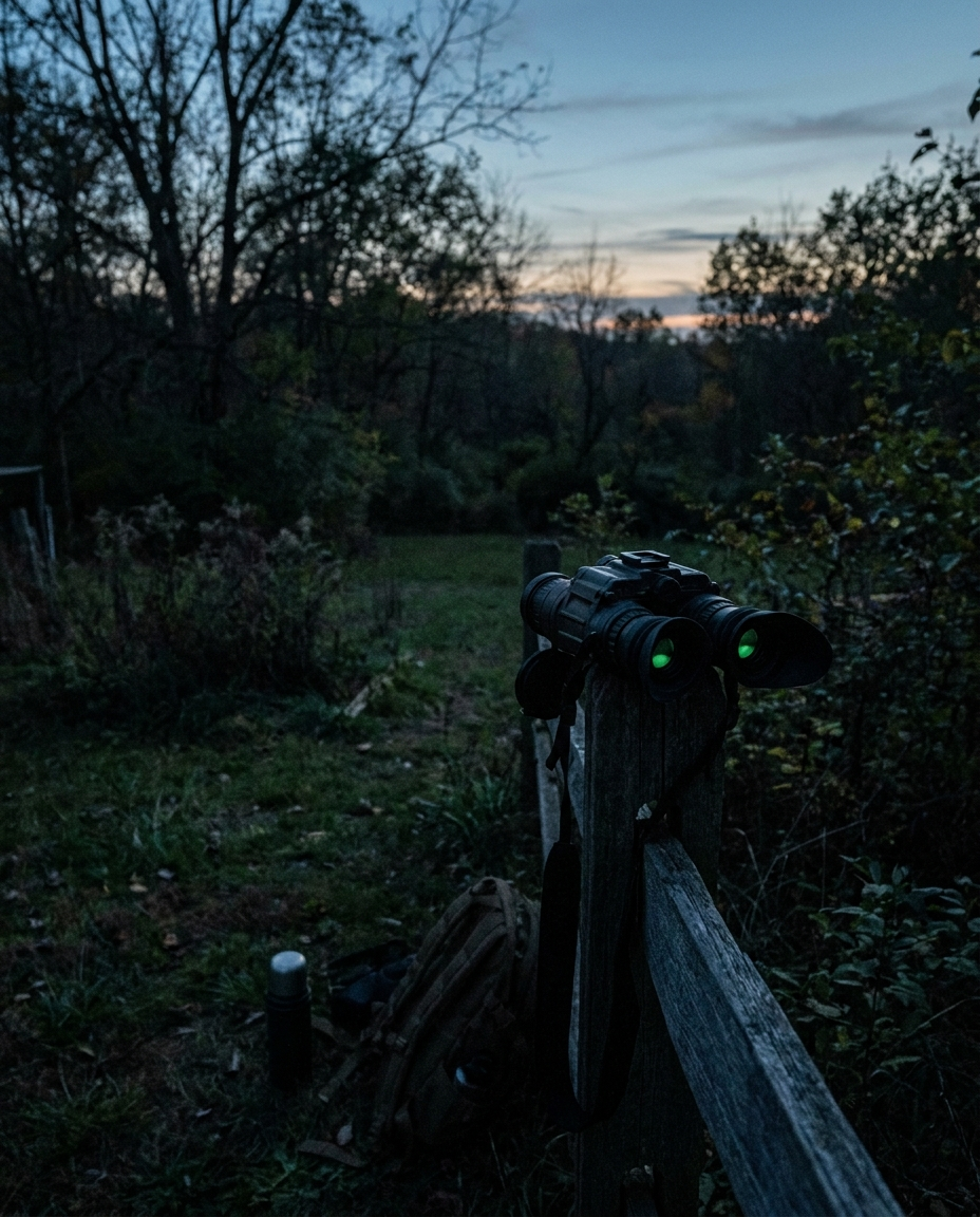 Night Vision Binoculars in use outdoors at dusk
