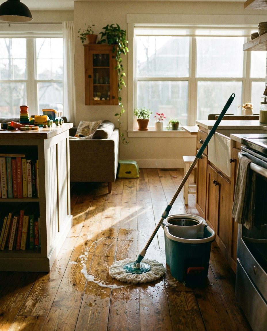 Floor Cleaning Mop in use on a home floor
