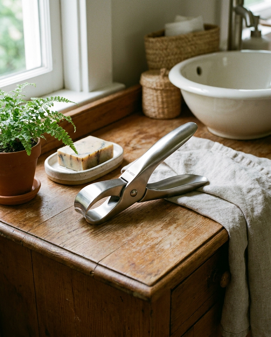 Precision Wide-Jaw Nail Clipper on a home bathroom vanity