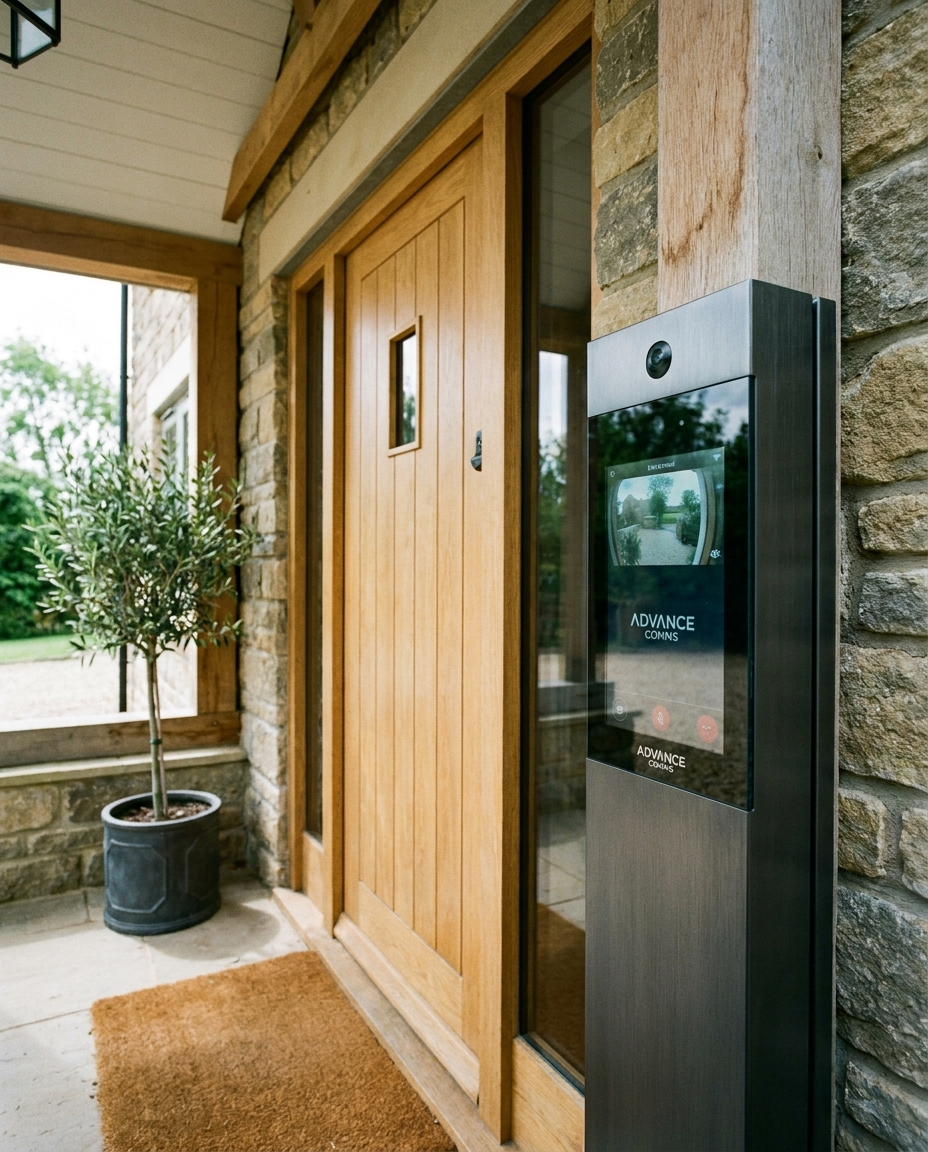 Advance Communication Intercom Doorbell installed at a home entryway