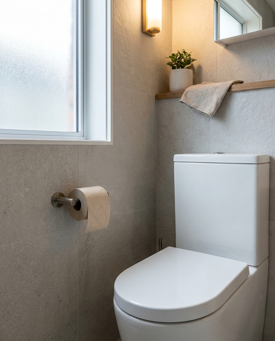 Toilet Paper Holder mounted in a modern bathroom