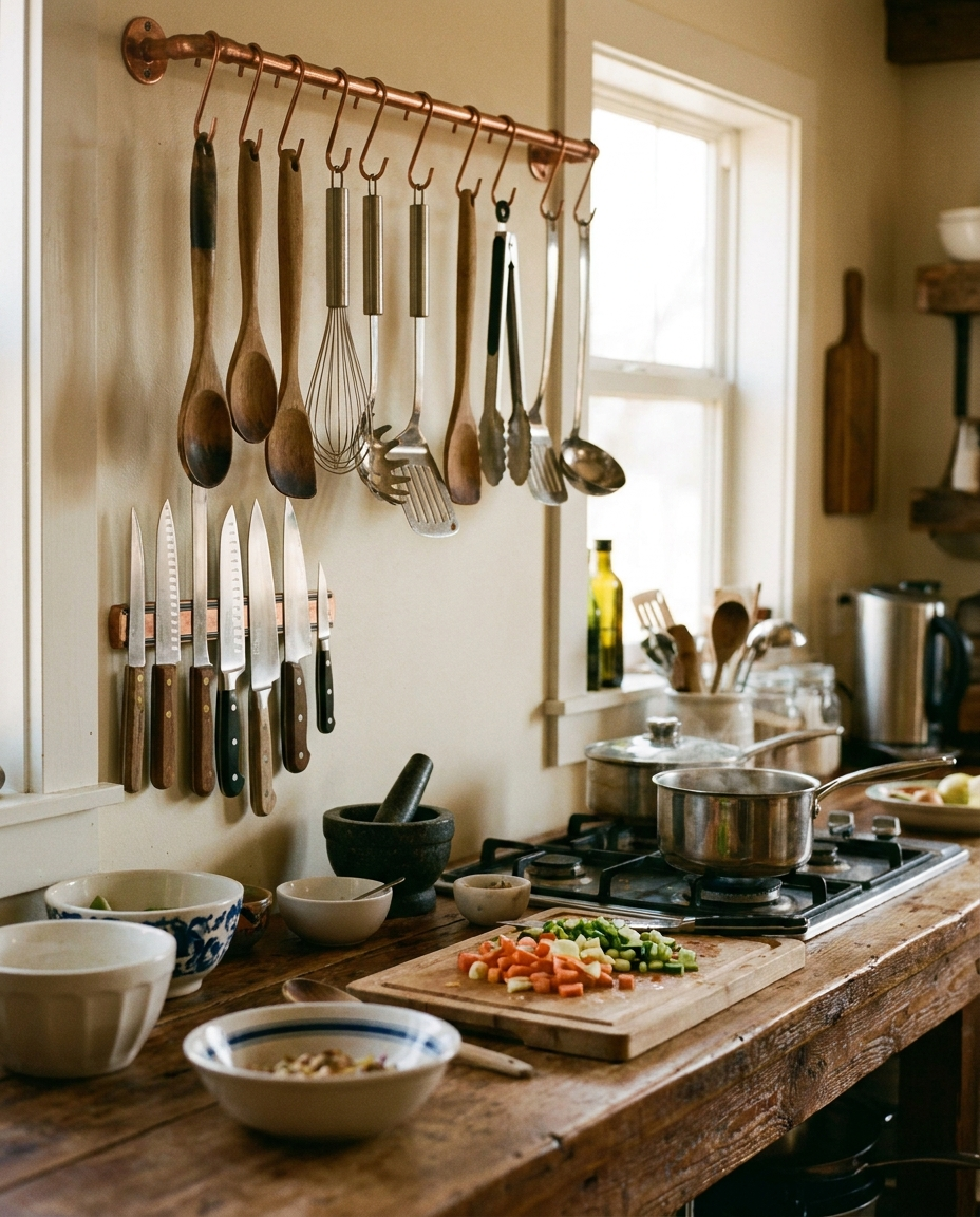 Kitchen Utensil Set in use on a kitchen counter