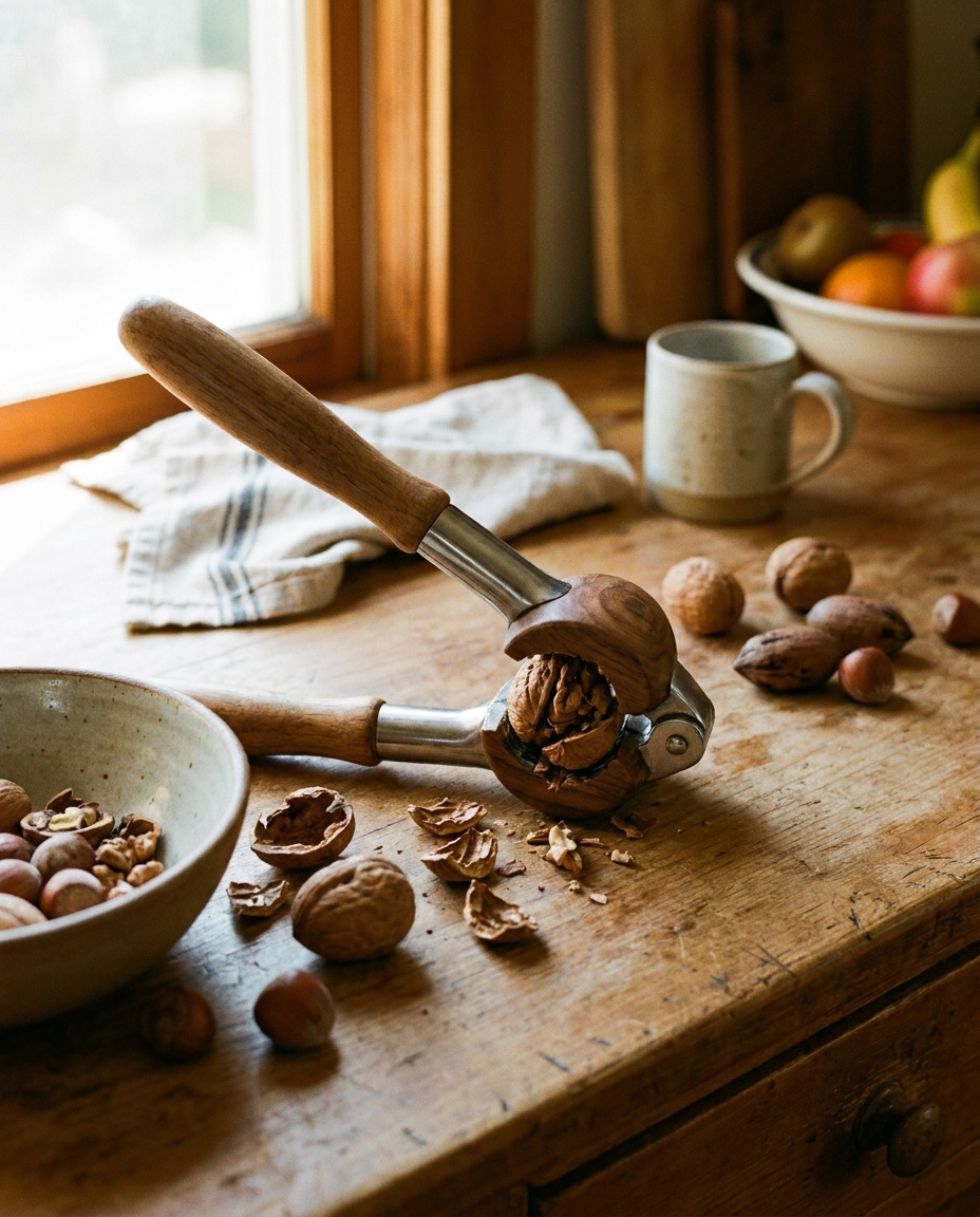 Ergonomic Nutcracker with Lever Mechanism on a kitchen counter