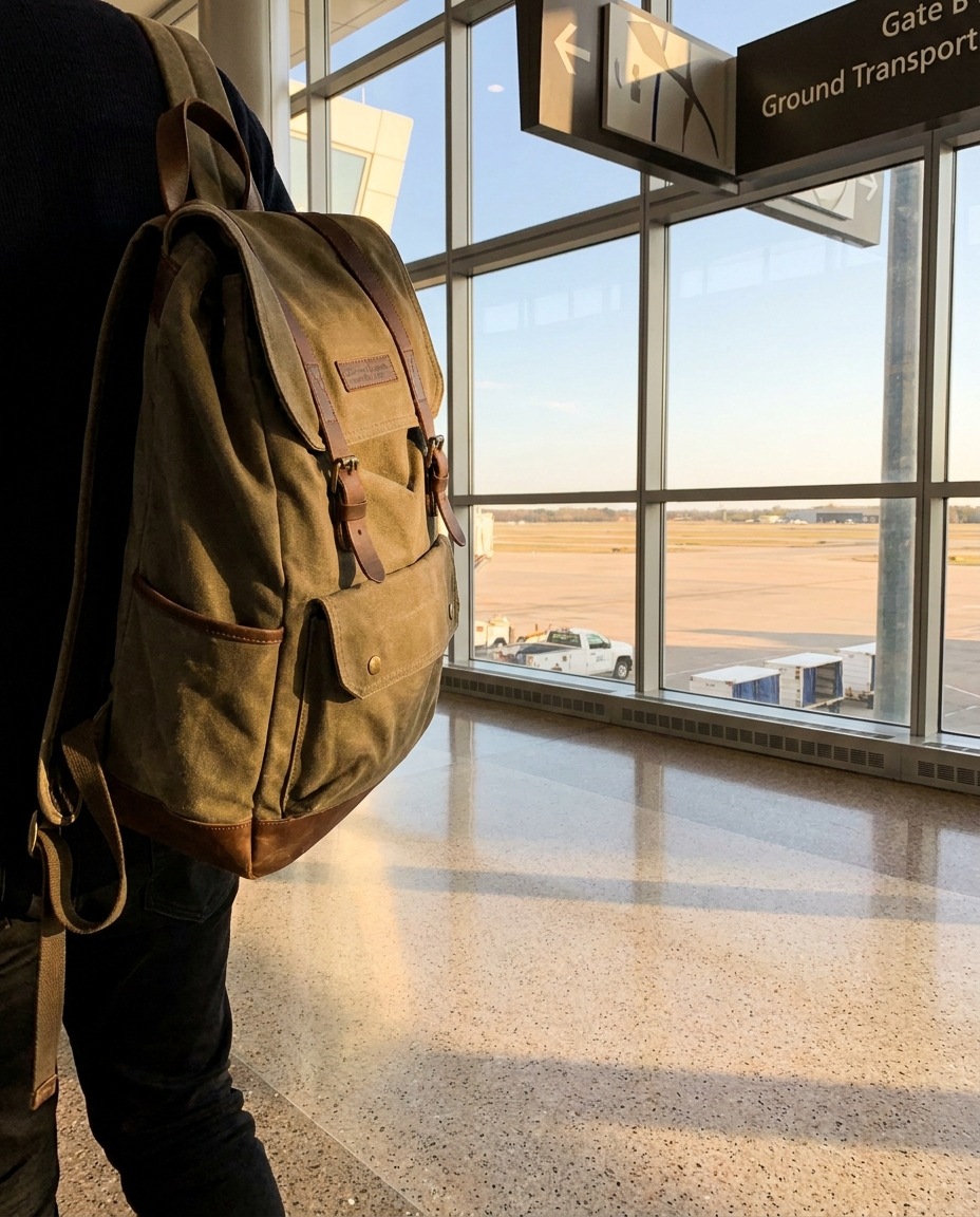 Everyday Backpack worn in an airport terminal