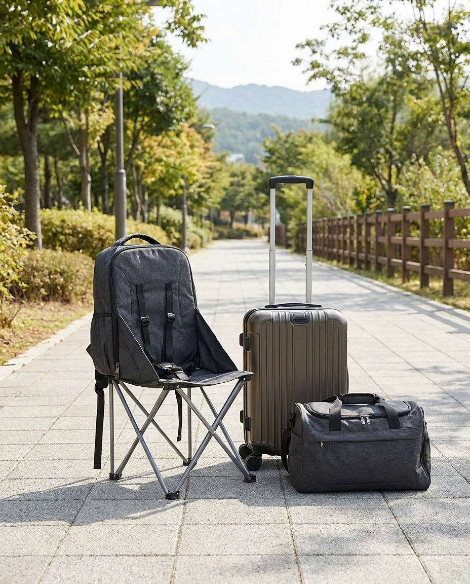 2-in-1 stroller seat foldable backpack set up outdoors while traveling