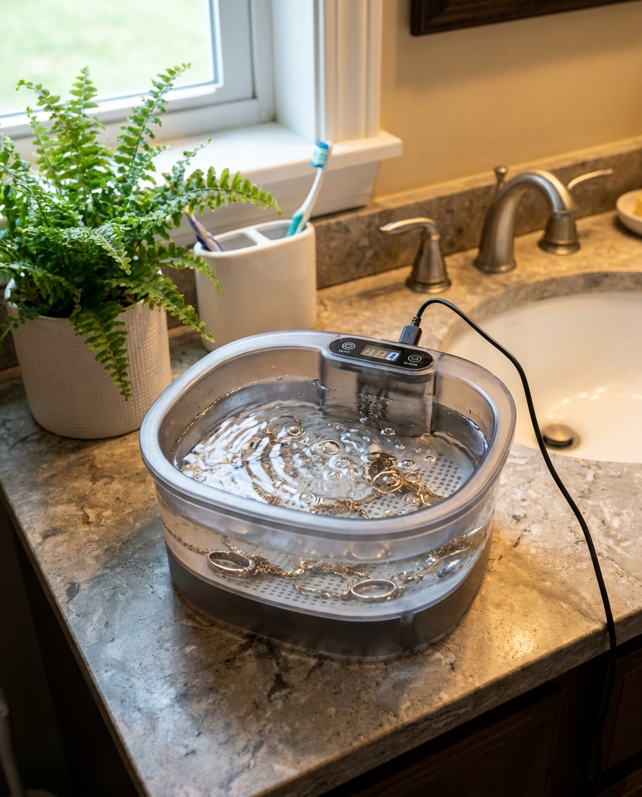 High-frequency USB ultrasonic cleaner cleaning jewelry