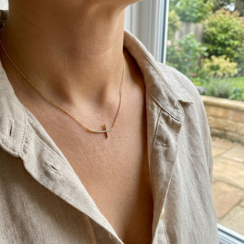 Sideways Cross Necklace