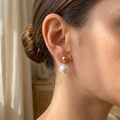 Ball and Pearl Stud Earrings