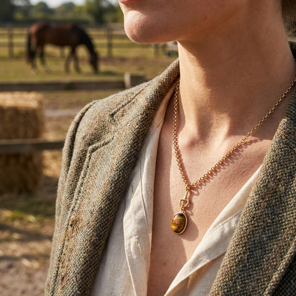 Tiger Eye Stone Pendant Necklace