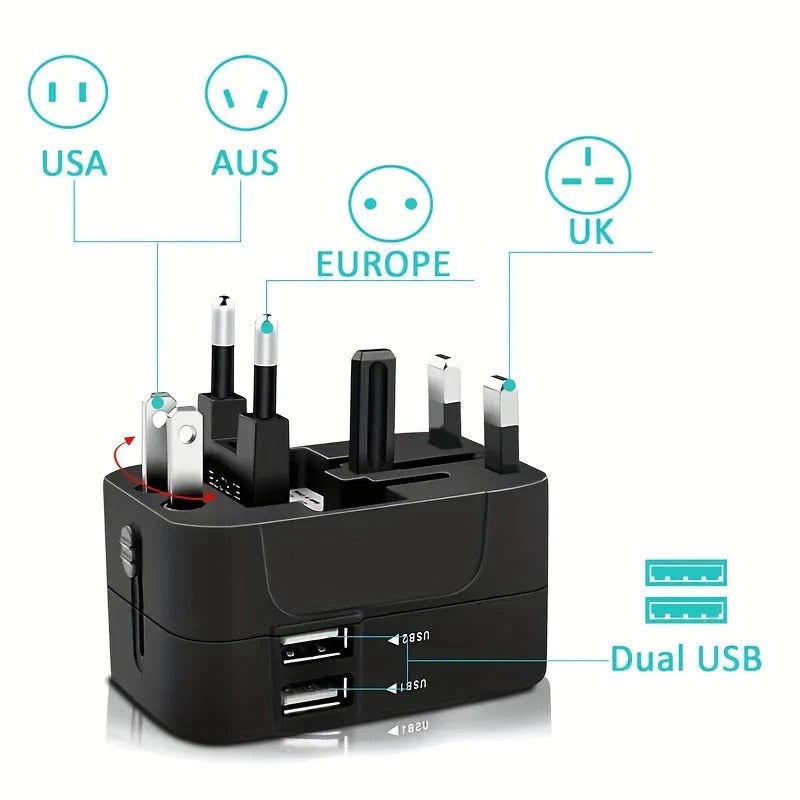 Worldwide Travel Adapter with Dual USB Charging