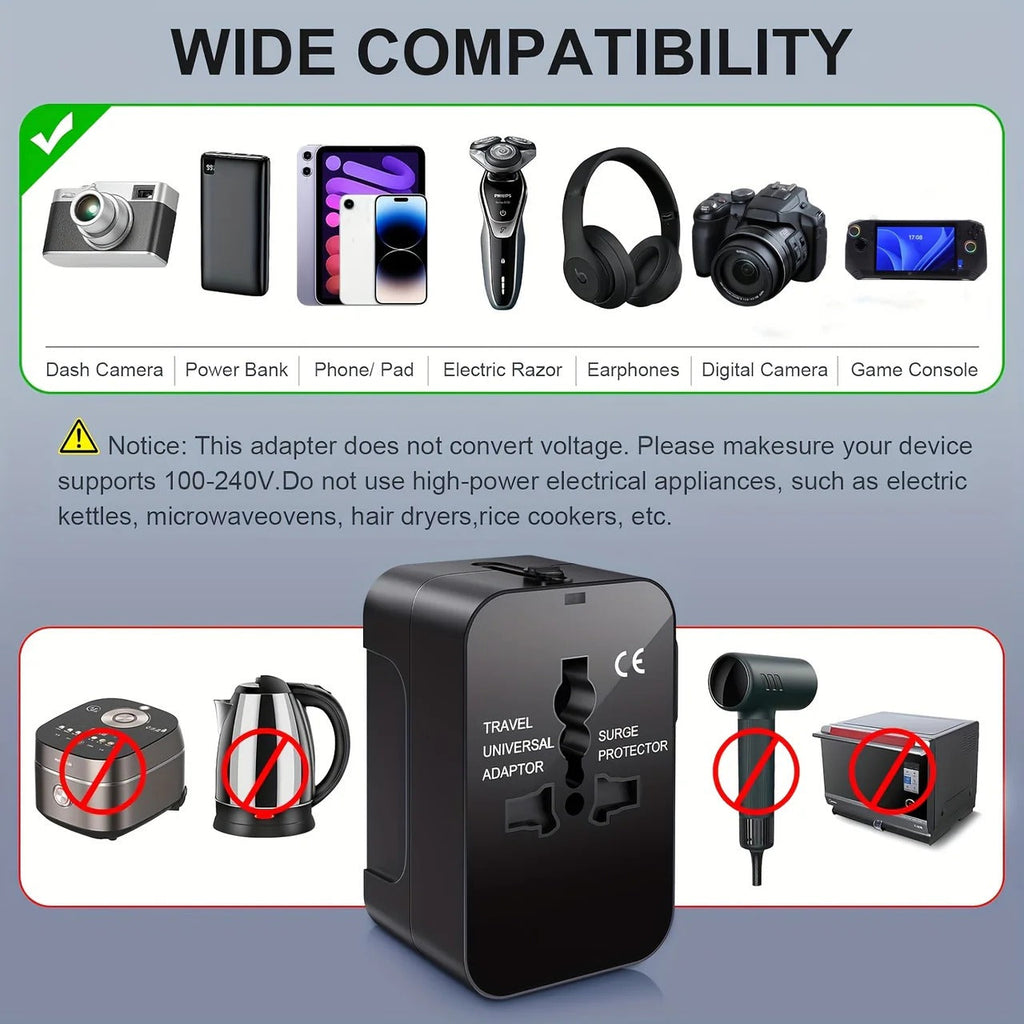 Worldwide Travel Adapter with Dual USB Charging