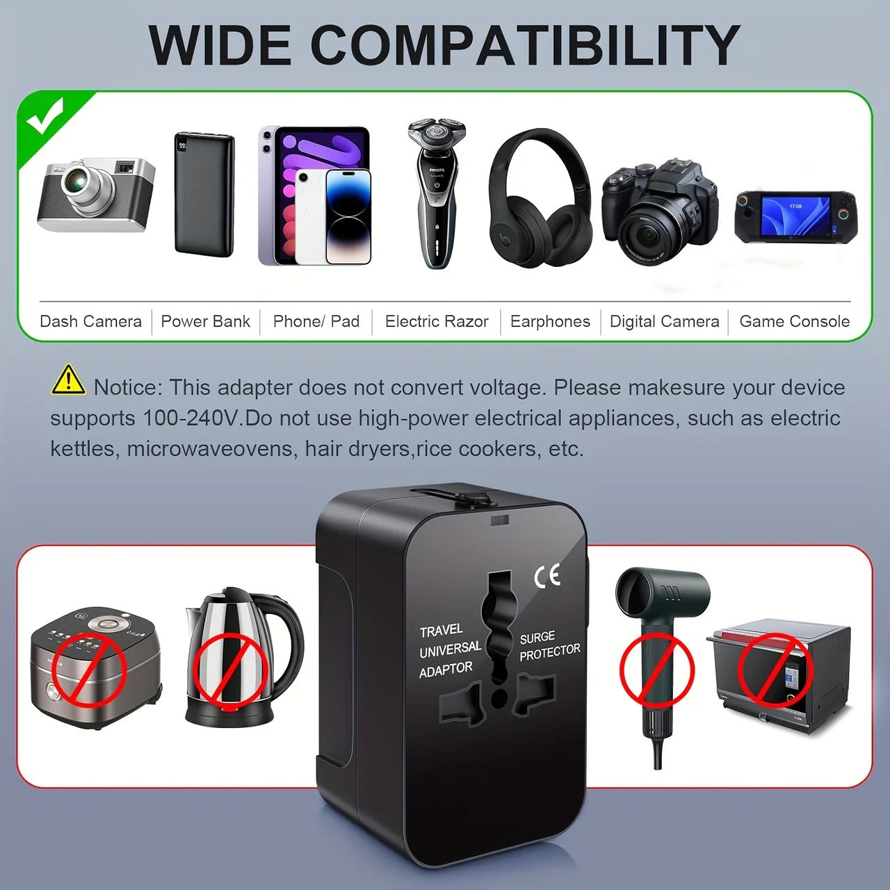 Worldwide Travel Adapter with Dual USB Charging
