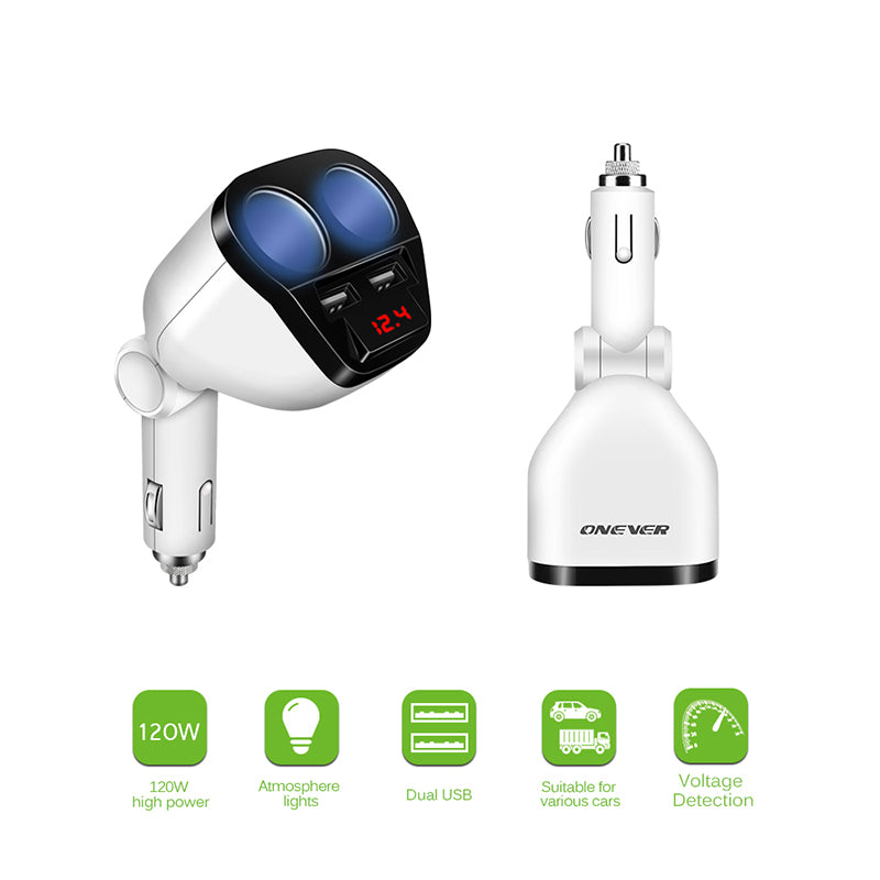 Dual USB Car Cigarette Lighter Charger